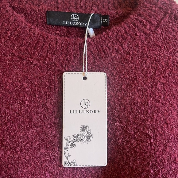 Lillusory Sweater Womens S Red Wool Blend Soft Oversized Chunky Pullover - Picture 4 of 8